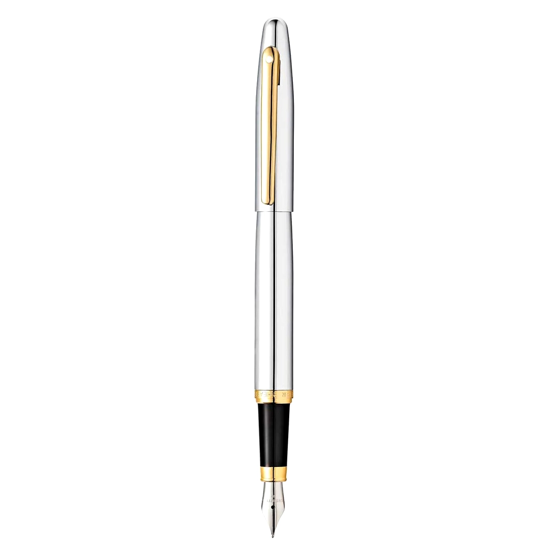 Sheaffer VFM Chrome Gold Trim Fountain Pen