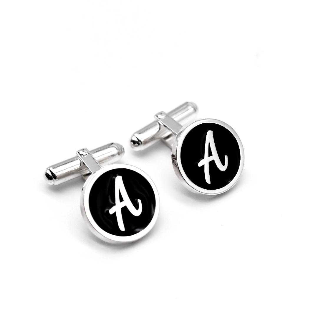Round Framed Initial Cufflinks